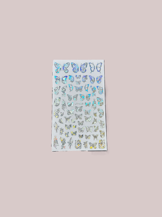 Sticker Butterfly Effect Silver – Glittery Nails